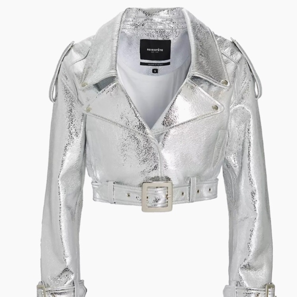 Retrofete Victoria leather cropped moto jacket-brand new with tags